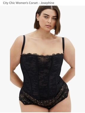 City Chic Josephine Women's Black Lace Corset Plus Size
